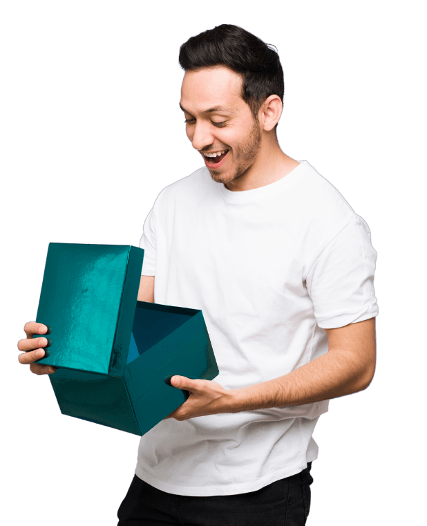 Man opening a box - Macfarlane Packaging Competition