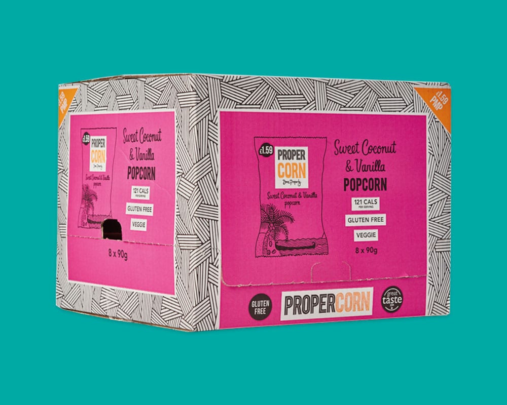 Properorn Custom cardboard boxes shelf ready, Printed Packaging, Bespoke Packaging UK, Custom Packaging