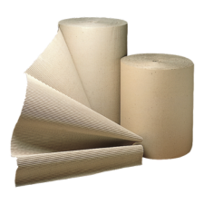 Image shows two rolls of brown corrugated paper from  Macfarlane Packaging