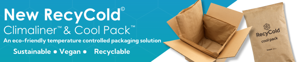 Recycold climaliner and cool pack temperature controlled shipping pack banner from Macfarlane Packaging